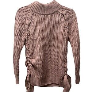Sweet Rain Pink Chunky Knit Lace Up Side Tie Croquettes Barbiecore Sweater Small